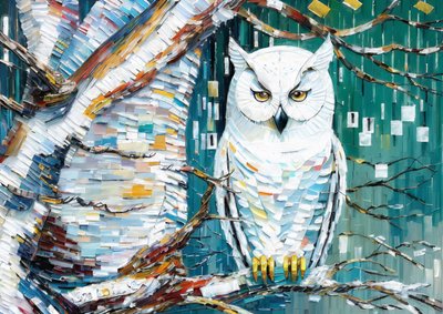 Tiere: Weiße Eule 2 von Josef Johann Michel