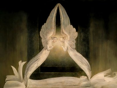 Christus im Grab von Engeln bewacht von Josef Johann Michel