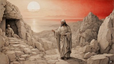 Jesus erweckt Lazarus vom Tode von Josef Johann Michel