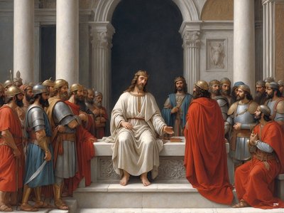 Jesus lehrt im Tempel von Josef Johann Michel