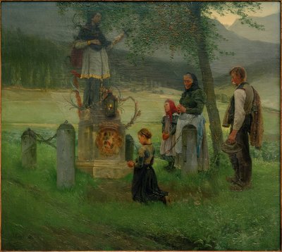 Andacht vor der Nepomukstatue in Gaming von Josef Kinzel