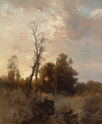 Herbstlandschaft mit Jäger von Josef Wenglein