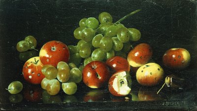 Stillleben mit Zieräpfeln und Trauben von Joseph Decker