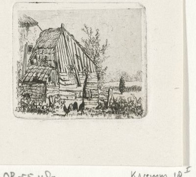 Hühner bei einer Bauernscheune von Joseph Hartogensis