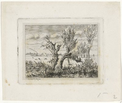 Landschaft mit Kopfweiden (Landschaft bei Oosterbeek) von Joseph Hartogensis