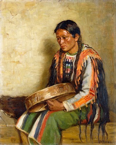 Inder mit Trommel von Joseph Henry Sharp