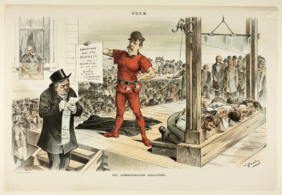 Die Verwaltungsguillotine, aus Puck von Joseph Keppler