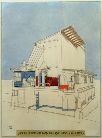 Schnitt durch das Ernst-Ludwigs-Haus von Joseph Maria Olbrich