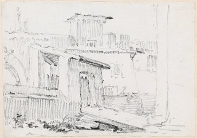 Römische Gebäude mit einem offenen Schuppen von Joseph Marie Vien