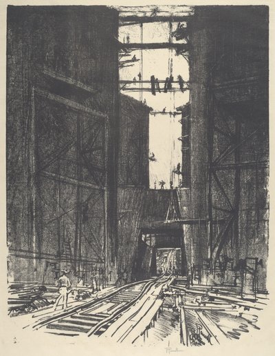 Am Boden der Gatun-Schleuse, 1912 von Joseph Pennell