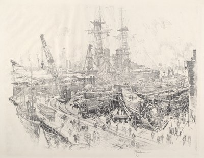 Bau von U-Boot-Jägern von Joseph Pennell