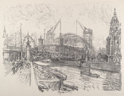 Bau des Freidrich-Strasse Bahnhofs, 1921 von Joseph Pennell