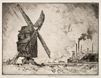 Alte und neue Mühlen, Valenciennes, Frankreich von Joseph Pennell
