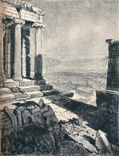Tempel des Theseus von der Akropolis, um 1913 von Joseph Pennell