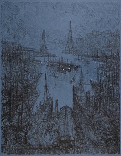Der Hafen, Genua, 1913 von Joseph Pennell