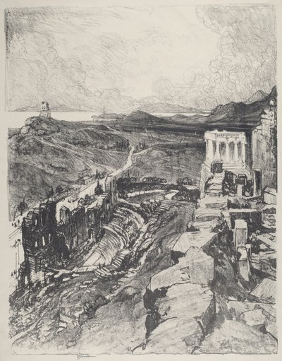 Das Odeon, Athen, 1913 von Joseph Pennell