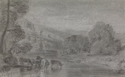 Landschaft mit Vieh am Wasser von Joshua Cristall