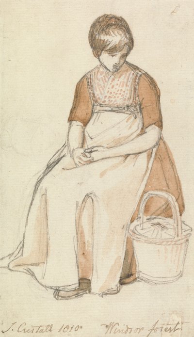 Sitzendes Mädchen mit einem Korb von Joshua Cristall