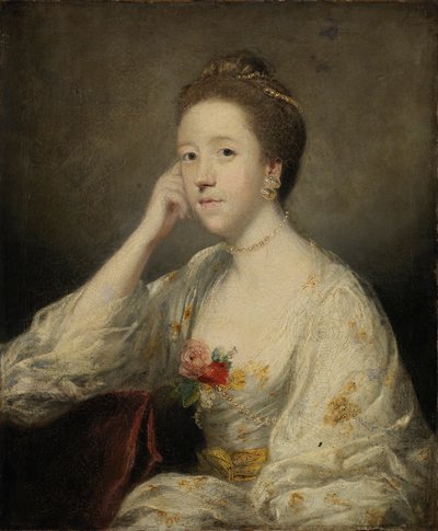 Porträt einer Dame in Weiß von Joshua Reynolds