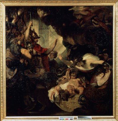 Der kleine Herkules erwürgt die Schlangen von Joshua Reynolds