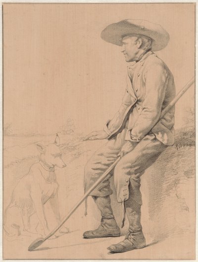 Sitzender Hirte mit Hund von Jozef Hoevenaar