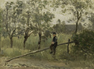 Landjunge auf einer Schranke von Jozef Israëls