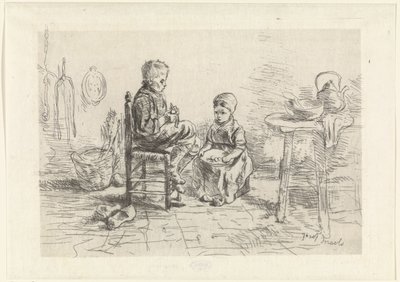 Kücheninterieur mit zwei Kindern von Jozef Israëls