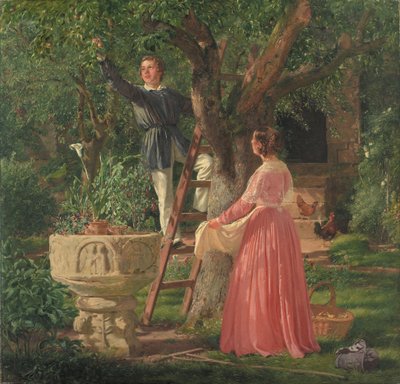 Das alte Taufbecken im Garten von Jørgen Roed