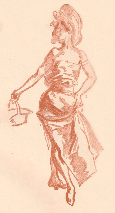 Zeichnung in Rötel, um 1900 1903-1904 von Jules Cheret