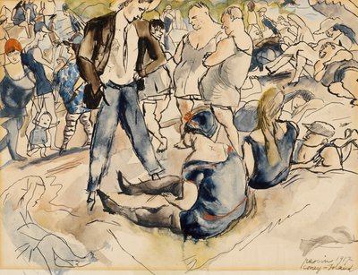 Figuren am Strand, Coney Island von Jules Pascin