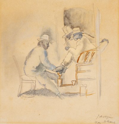 Schuhputzer in New Orleans von Jules Pascin
