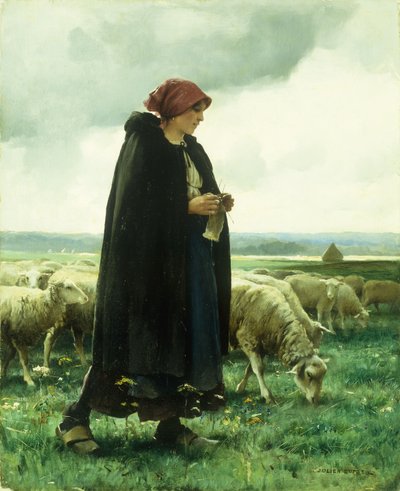 Eine Schäferin mit ihrer Herde von Julien Dupre