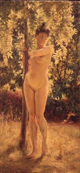 Weiblicher Akt unter einem schattigen Baum von Julius Leblanc Stewart