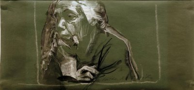 Selbstbildnis nach links mit Hand am Kinn von Käthe Kollwitz