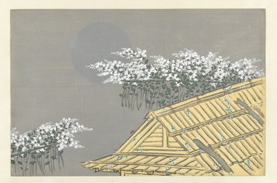 Weiße Blüten am Haus, 1909 (Holzschnitt) von Kamisaka Sekka