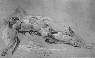 Liegender männlicher Akt von Karel van III Mander