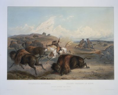 Indianer jagen den Bison von Karl Bodmer