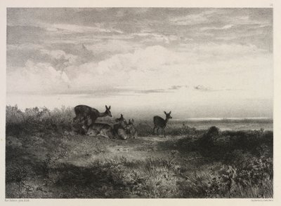 Landschaft mit Hirschen, ca. 1840 von Karl Bodmer