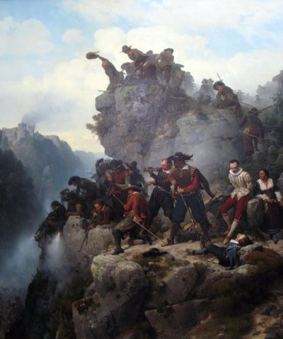 Schützen verteidigen einen Pass von Carl Friedrich Lessing