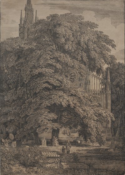 Gotische Kirche unter Eichen von Karl Friedrich Schinkel