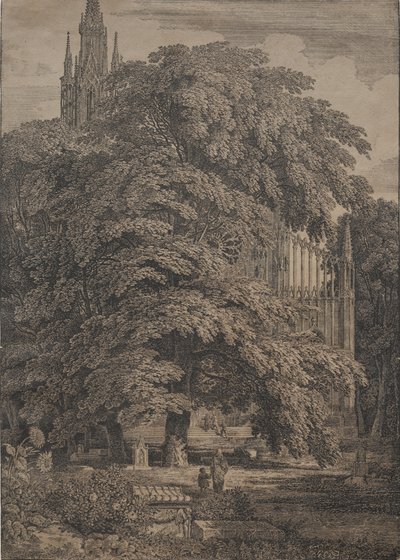 Gotische Kirche unter Eichen von Karl Friedrich Schinkel