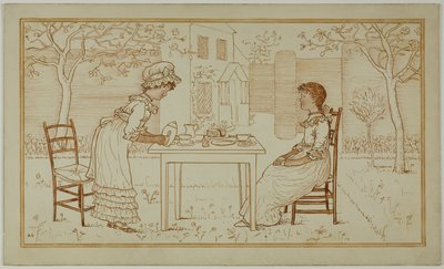 Teegesellschaft für zwei im Freien von Kate Greenaway