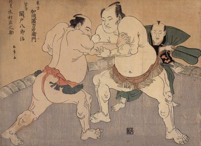 Die Sumo-Ringer Kajigahama und Sekinoto von Katsukawa Shunsho