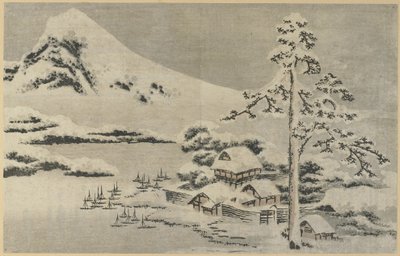 Küstenort im Schnee, 1814 von Katsushika Hokusai