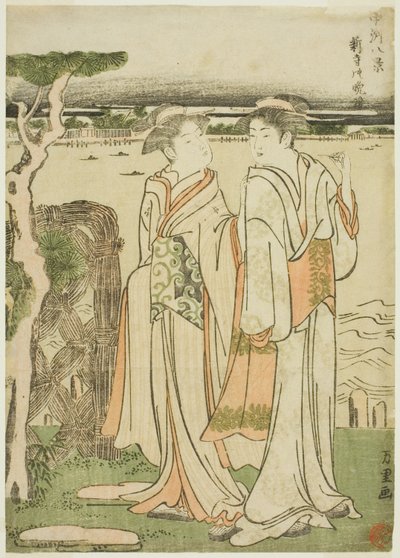 Abendglocke am Mii-Tempel von Katsushika Hokusai
