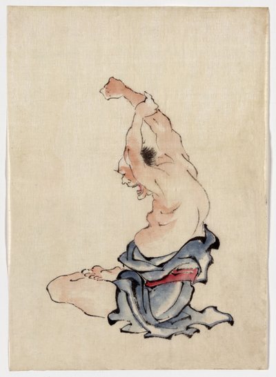 Mann beim Dehnen, veröffentlicht 1830-50 von Katsushika Hokusai