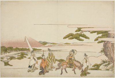 Parodie auf Ariwara no Narihiras östliche Reise von Katsushika Hokusai