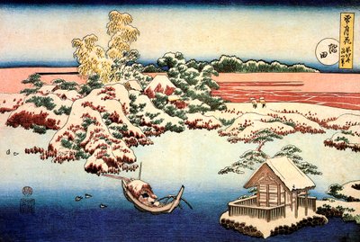 Schneelandschaft am Sumida-Fluss, ca. 1832 von Katsushika Hokusai