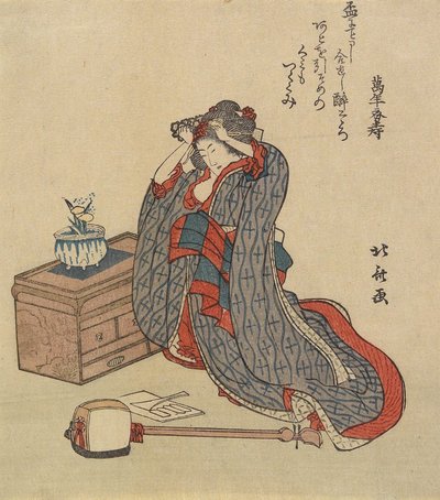 Frau richtet ihr Haar, 1797-1819 von Katsushika Hokusai