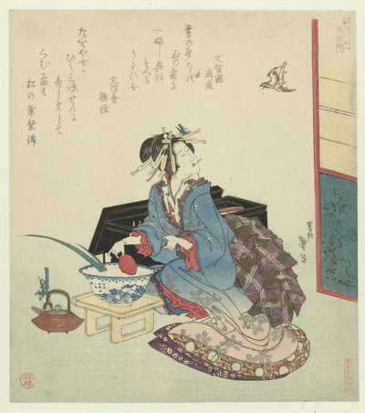 Geisha schaut auf einen Kuckuck von Katsushika Taito II